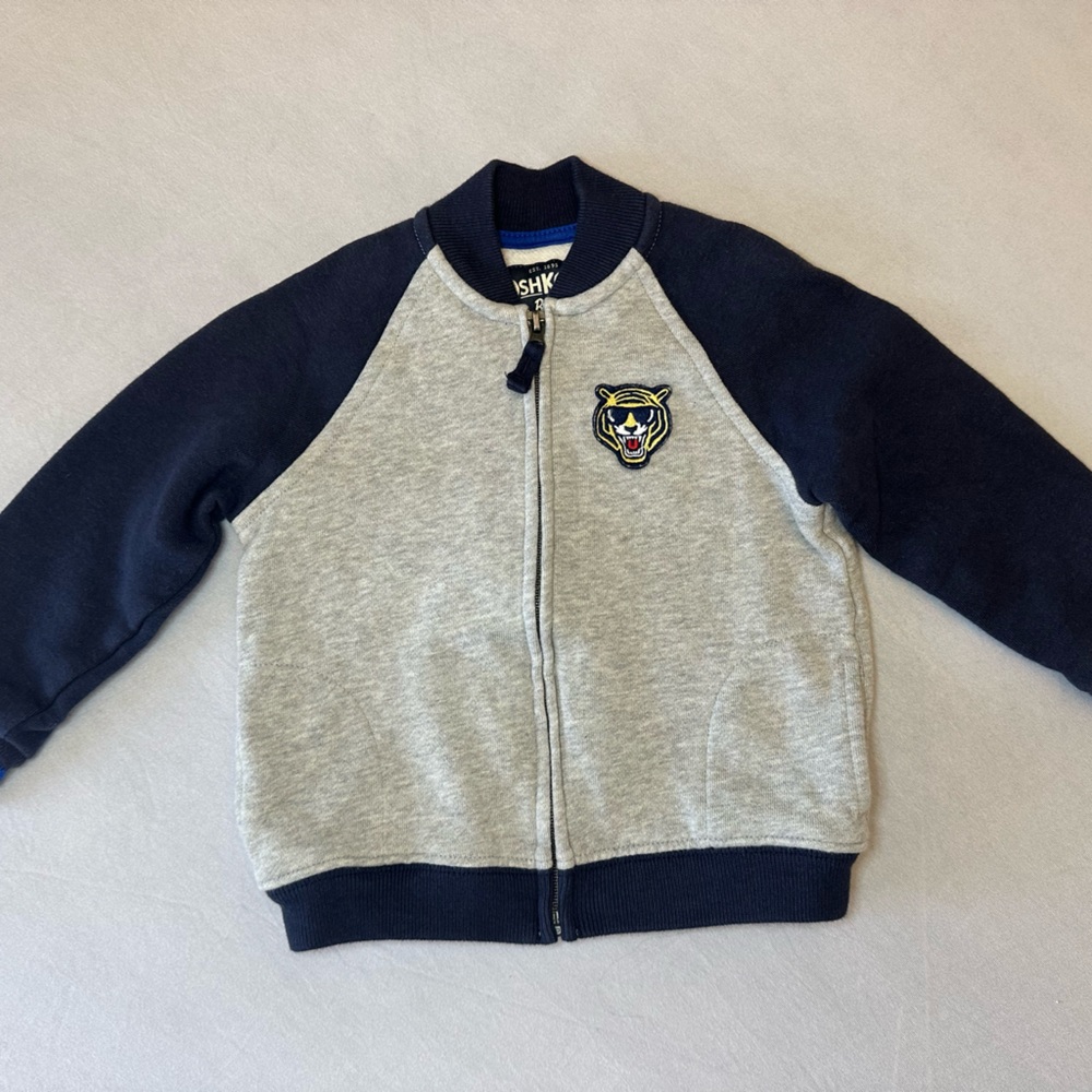 OshKosh B’gosh Gray and Navy Blue Kids Zip-Up Hoodie